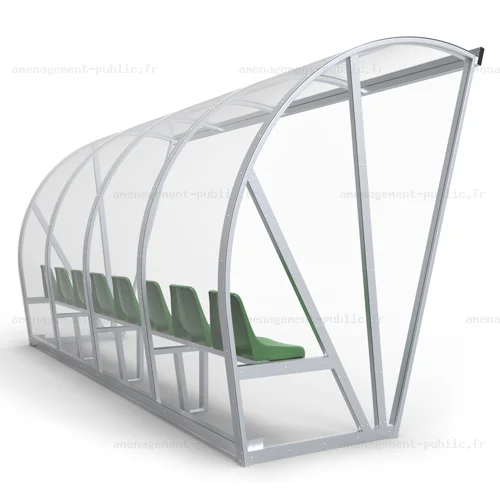 Abri de touche 8 places en aluminium et polycarbonate